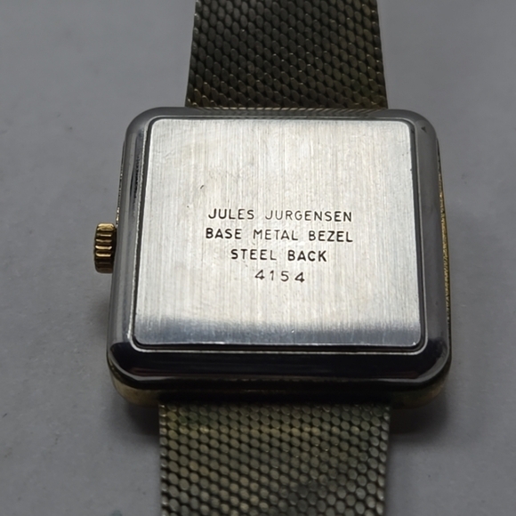 Rare Vintage Mens Jules Jurgensen 4154 Watch 29mm Gold Tone Square New Battery - Picture 12 of 12